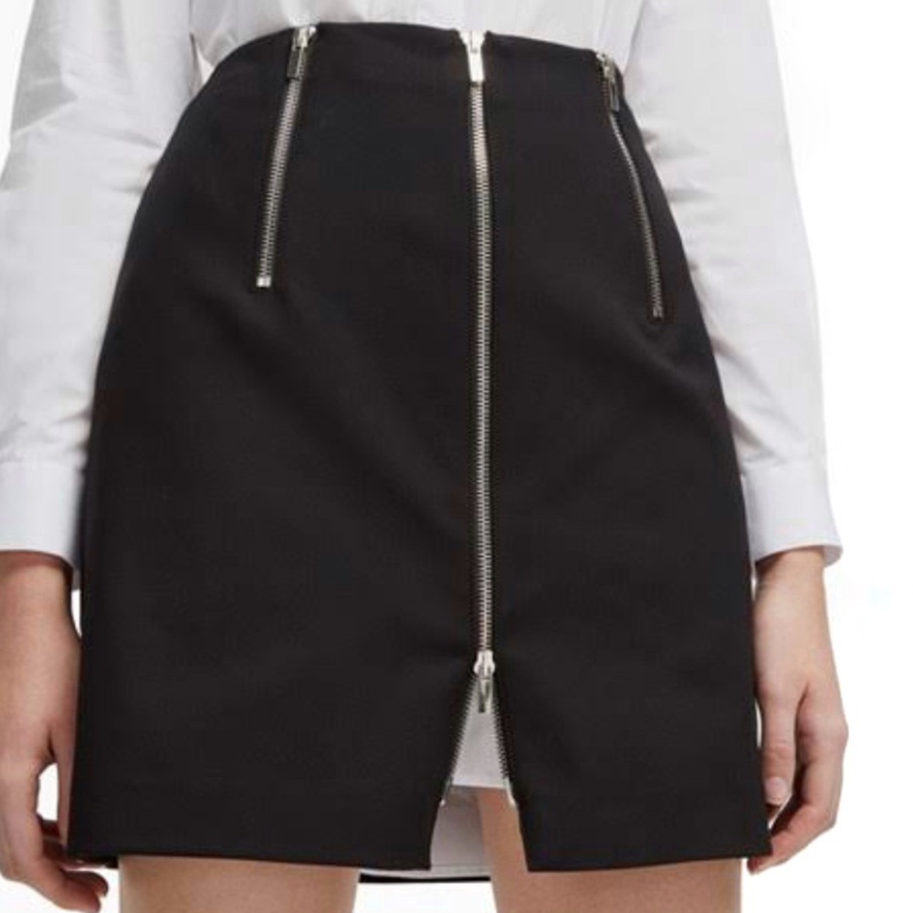 French Connection Full Zipper Front Mini Pencil Skirt in Black Size 0 - Picture 2 of 13